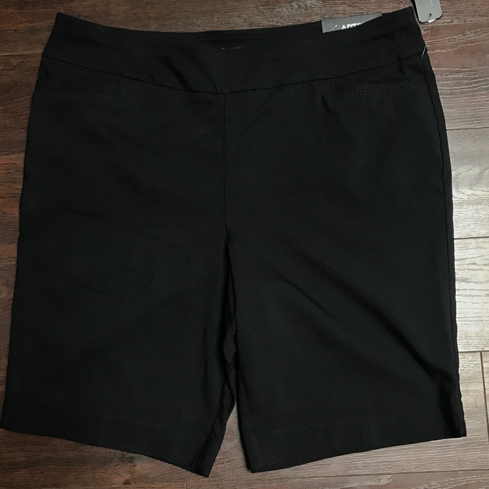 Black Rayon Bermuda Shorts